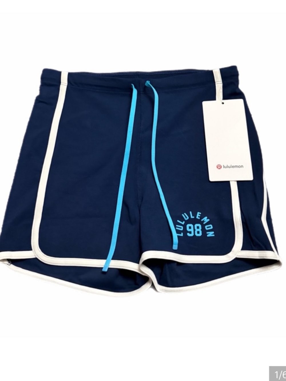 NWT Lululemon Nulu Sporty Trim High-Rise Short *3” (Club Blue/White) Size: 6